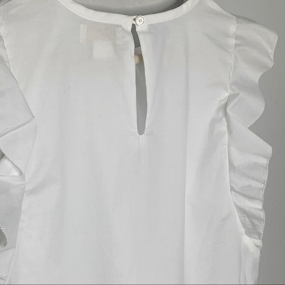 KATE Spade Flutter Sleeve cotton stretch White Top Girls Large - Picture 5 of 8